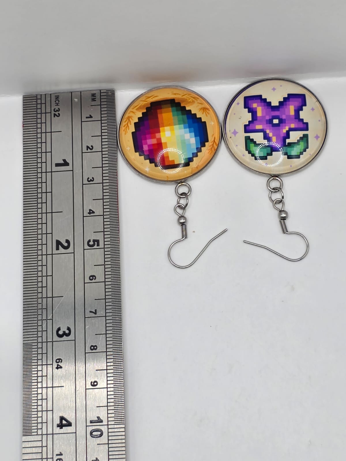 Stardew Valley Inspired Prismatic Shard & Stardrop 30 mm Dangle Earrings