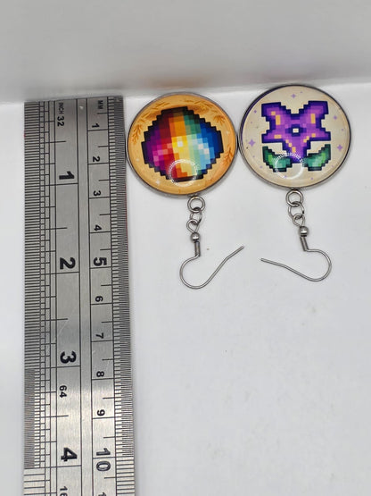 Stardew Valley Inspired Prismatic Shard & Stardrop 30 mm Dangle Earrings