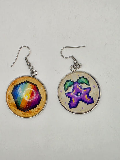 Stardew Valley Inspired Prismatic Shard & Stardrop 30 mm Dangle Earrings