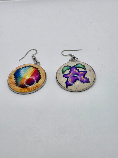Stardew Valley Inspired Prismatic Shard & Stardrop 30 mm Dangle Earrings
