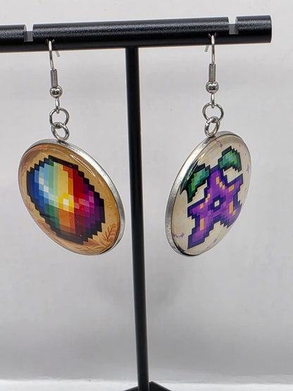 Stardew Valley Inspired Prismatic Shard & Stardrop 30 mm Dangle Earrings