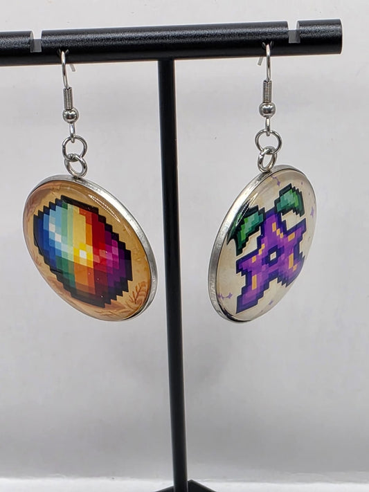 Stardew Valley Inspired Prismatic Shard & Stardrop 30 mm Dangle Earrings