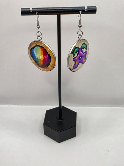 Stardew Valley Inspired Prismatic Shard & Stardrop 30 mm Dangle Earrings