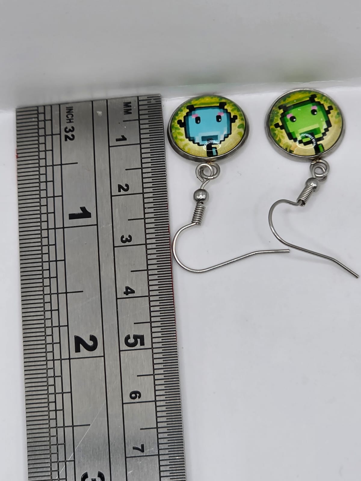 Stardew Valley Inspired Blue & Green Junimo 14 mm Dangle Earrings