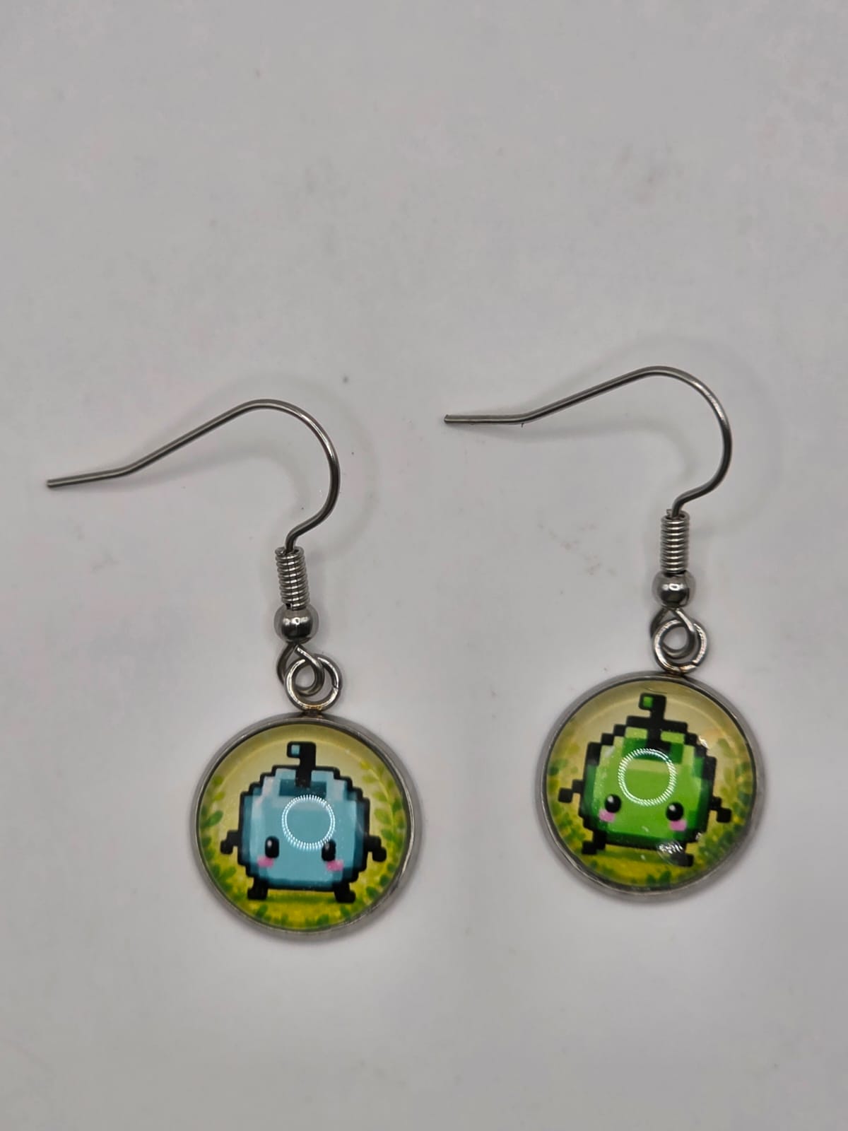 Stardew Valley Inspired Blue & Green Junimo 14 mm Dangle Earrings