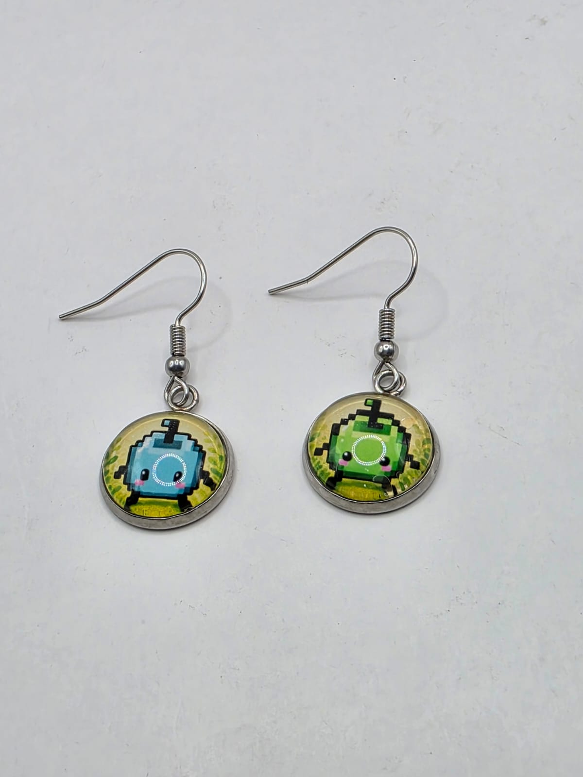 Stardew Valley Inspired Blue & Green Junimo 14 mm Dangle Earrings