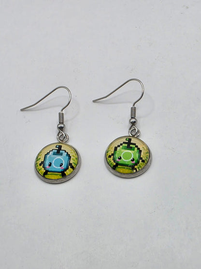 Stardew Valley Inspired Blue & Green Junimo 14 mm Dangle Earrings