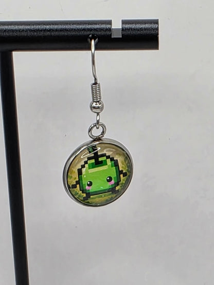 Stardew Valley Inspired Blue & Green Junimo 14 mm Dangle Earrings