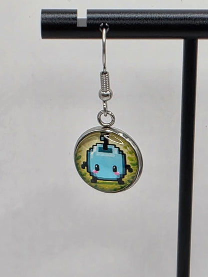 Stardew Valley Inspired Blue & Green Junimo 14 mm Dangle Earrings