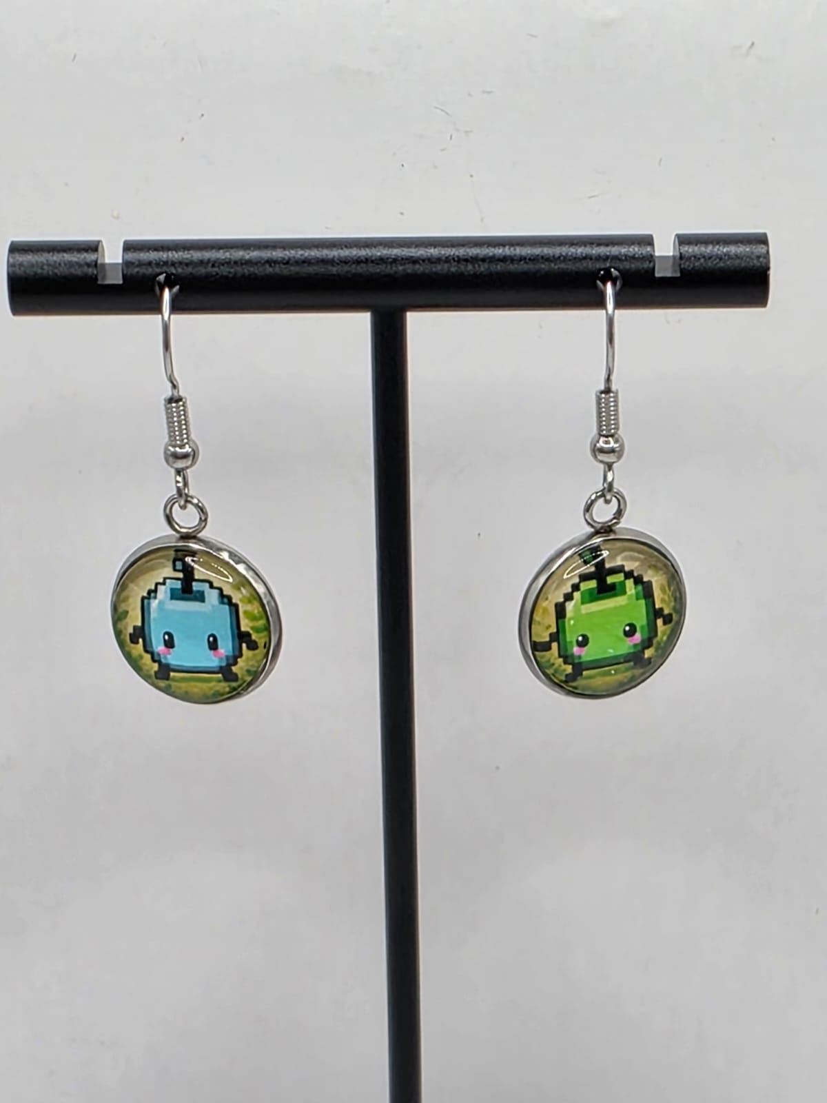 Stardew Valley Inspired Blue & Green Junimo 14 mm Dangle Earrings