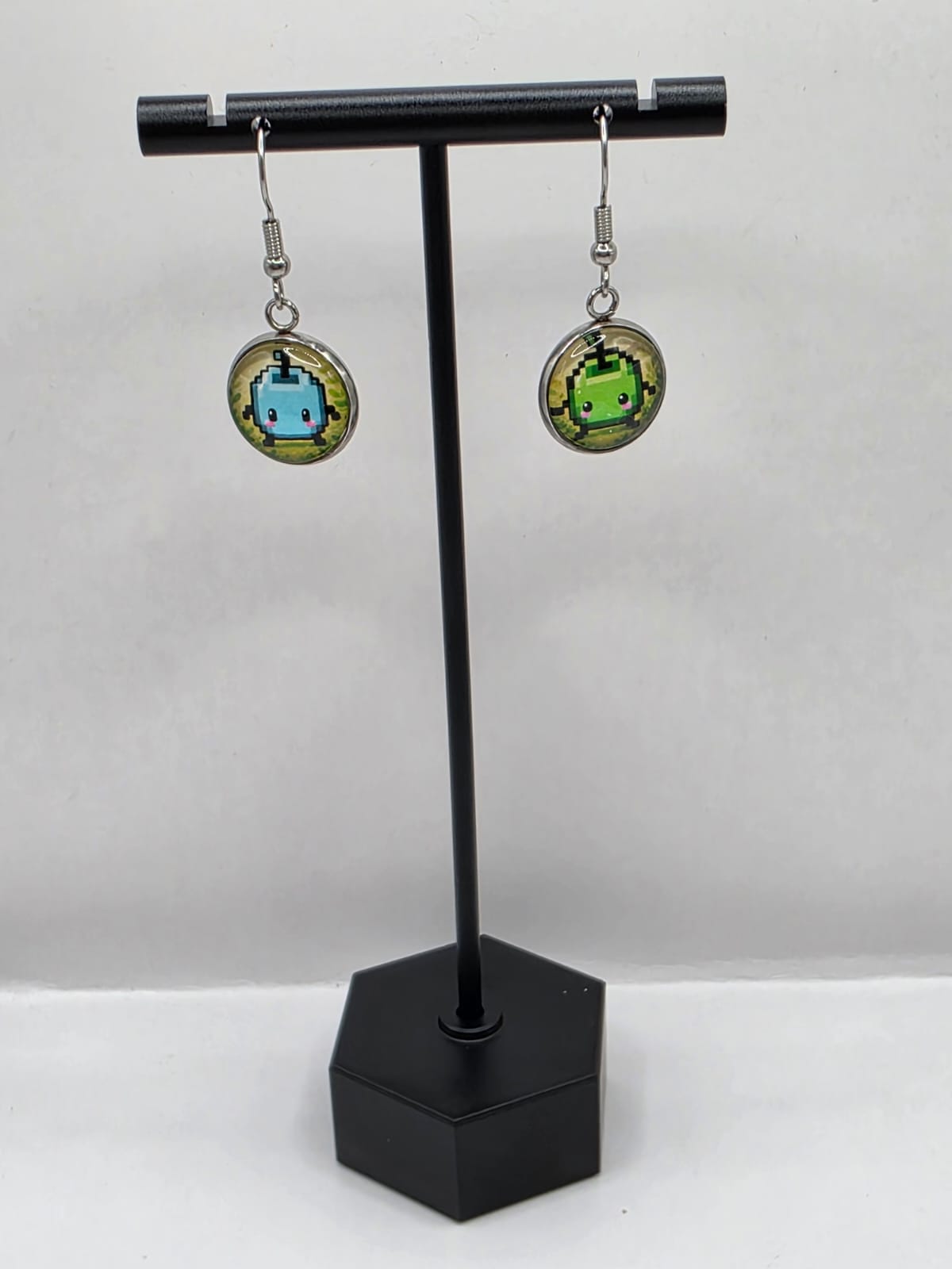 Stardew Valley Inspired Blue & Green Junimo 14 mm Dangle Earrings