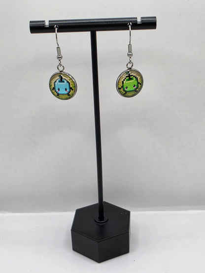 Stardew Valley Inspired Blue & Green Junimo 14 mm Dangle Earrings