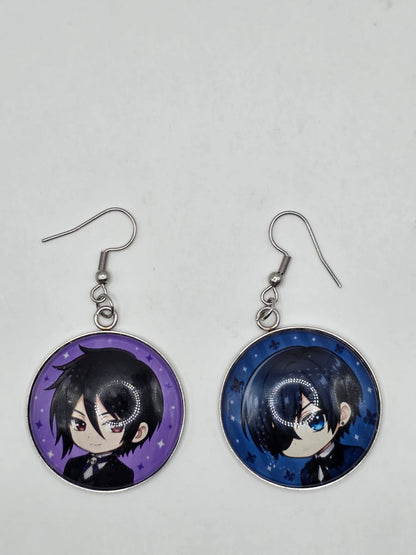 Black Butler (Kuroshitsuji) Inspired Sebastian & Ciel 30 mm Dangle Earrings