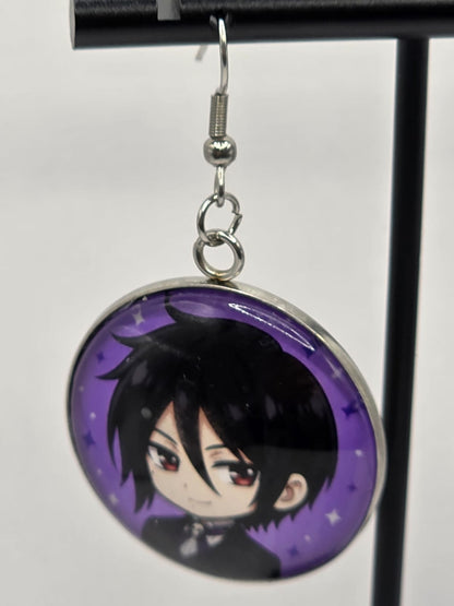 Black Butler (Kuroshitsuji) Inspired Sebastian & Ciel 30 mm Dangle Earrings