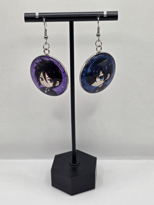 Black Butler (Kuroshitsuji) Inspired Sebastian & Ciel 30 mm Dangle Earrings