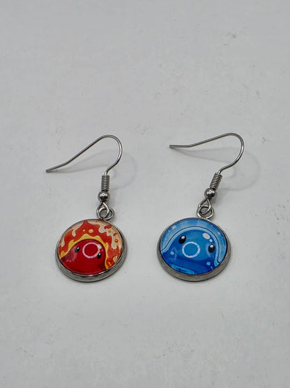 Slime Rancher Inspired Puddle Slime & Fire Slime 14 mm Dangle Earrings
