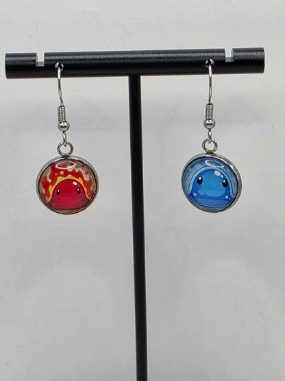 Slime Rancher Inspired Puddle Slime & Fire Slime 14 mm Dangle Earrings