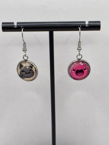 Slime Rancher Inspired Pink Slime & Tabby Slime 14 mm Dangle Earrings