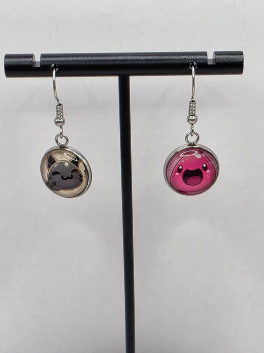 Slime Rancher Inspired Pink Slime & Tabby Slime 14 mm Dangle Earrings