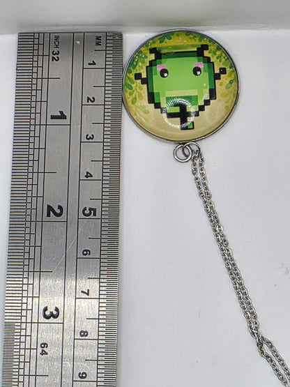 Stardew Valley Inspired Green Junimo 30 mm Pendant Necklace