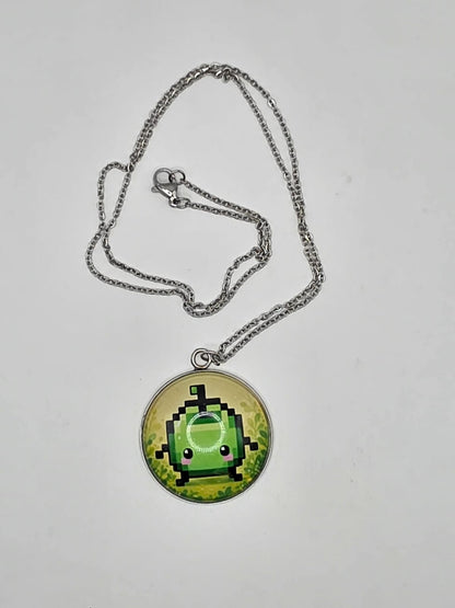 Stardew Valley Inspired Green Junimo 30 mm Pendant Necklace