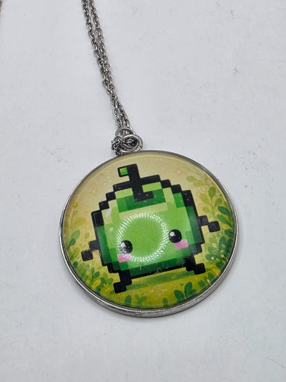 Stardew Valley Inspired Green Junimo 30 mm Pendant Necklace