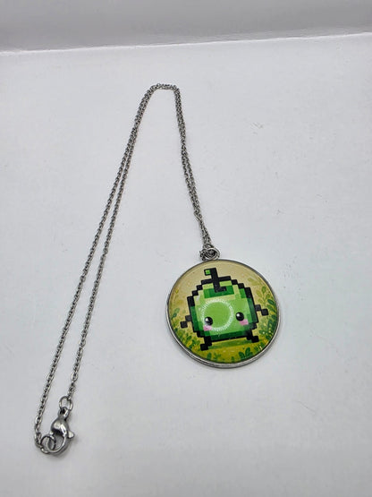 Stardew Valley Inspired Green Junimo 30 mm Pendant Necklace