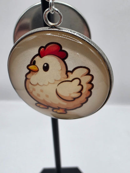 Stardew Valley Inspired Blue Chicken & White Chicken 30 mm Dangle Earrings