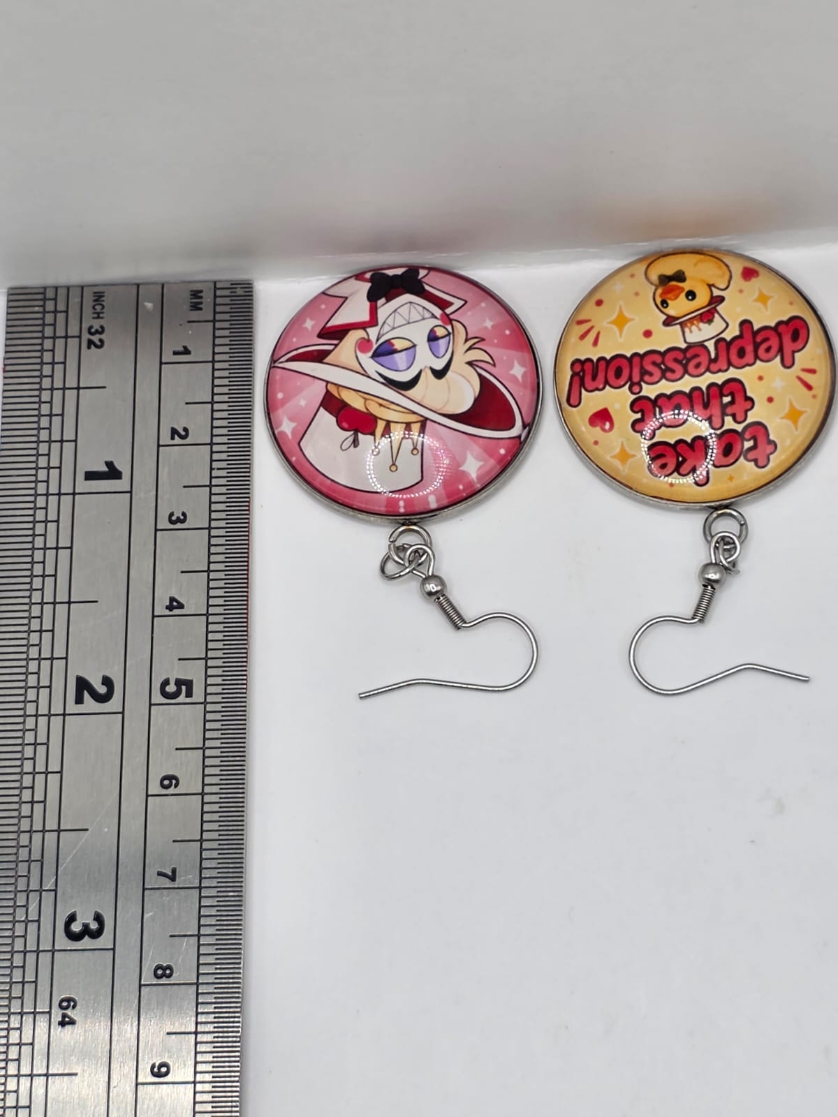 Hazbin Hotel Inspired Lucifer & Take That Depression 30 mm Dangle Earrings