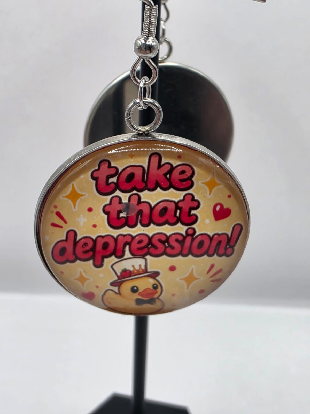 Hazbin Hotel Inspired Lucifer & Take That Depression 30 mm Dangle Earrings