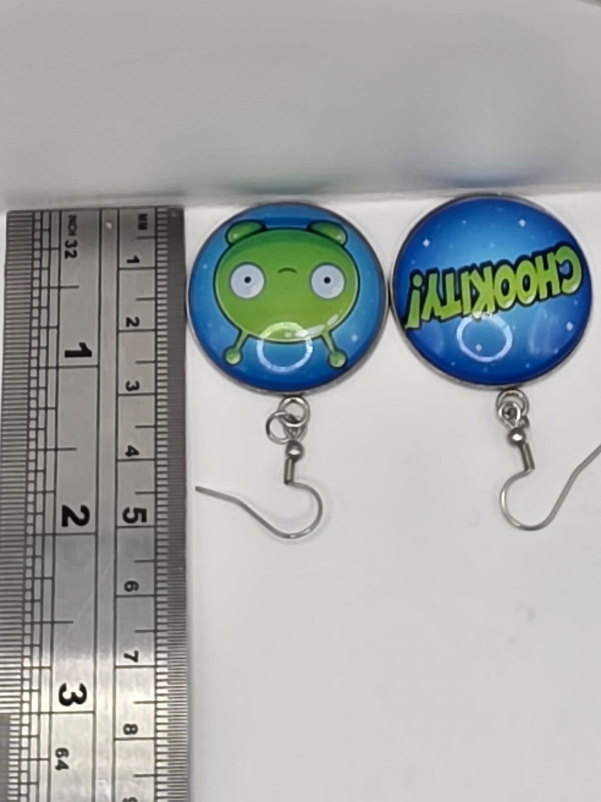 Final Space Inspired Mooncake & Chookity 30 mm Dangle Earrings