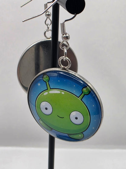 Final Space Inspired Mooncake & Chookity 30 mm Dangle Earrings