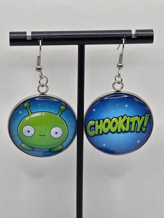 Final Space Inspired Mooncake & Chookity 30 mm Dangle Earrings