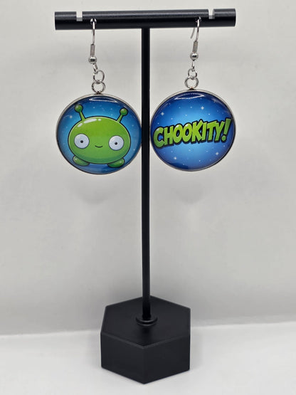 Final Space Inspired Mooncake & Chookity 30 mm Dangle Earrings