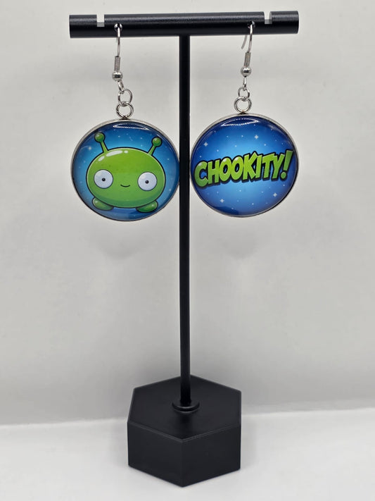 Final Space Inspired Mooncake & Chookity 30 mm Dangle Earrings