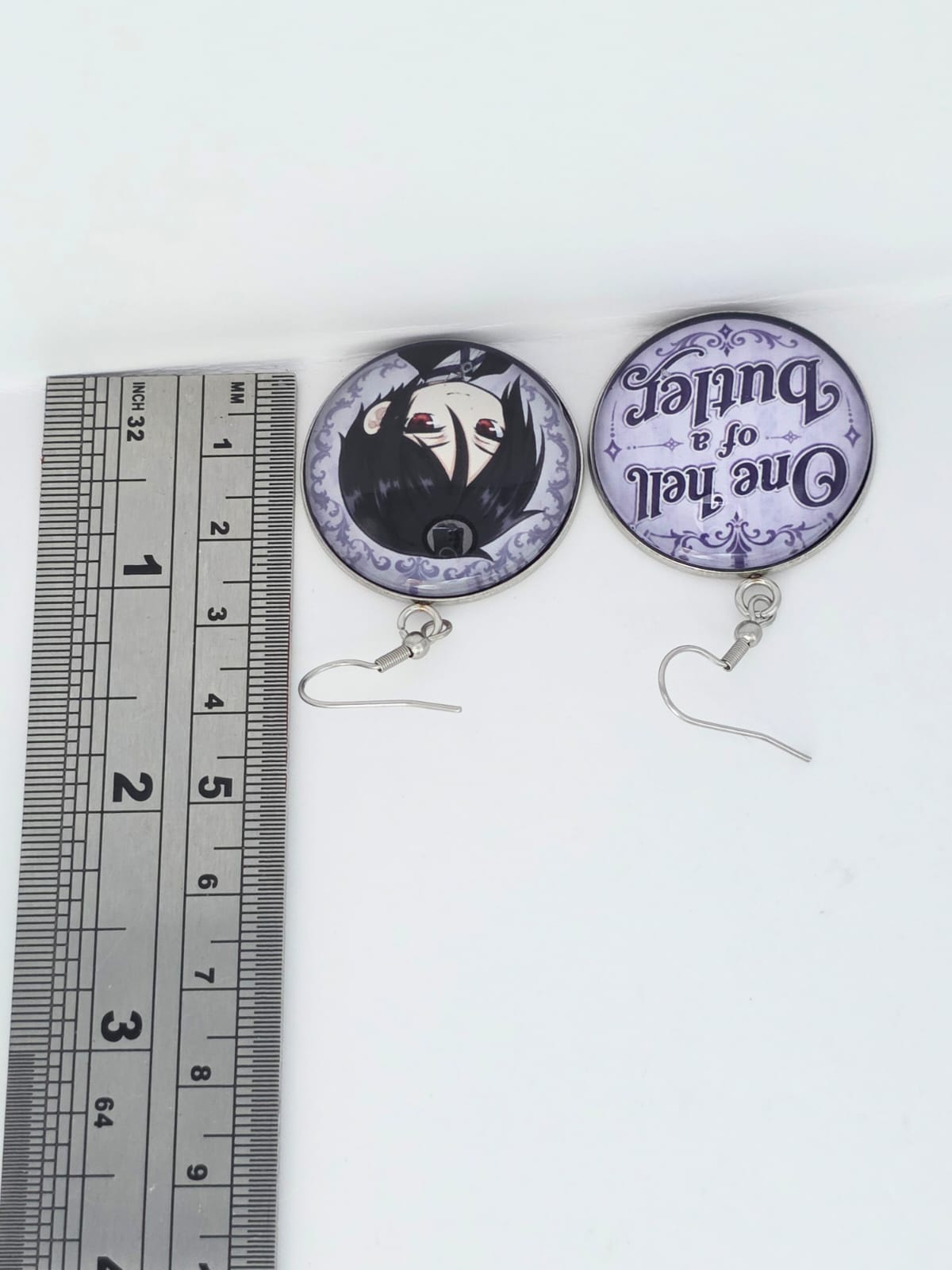 Black Butler (Kuroshitsuji) Inspired Sebastian & "One Hell of a Butler" 30 mm Earrings