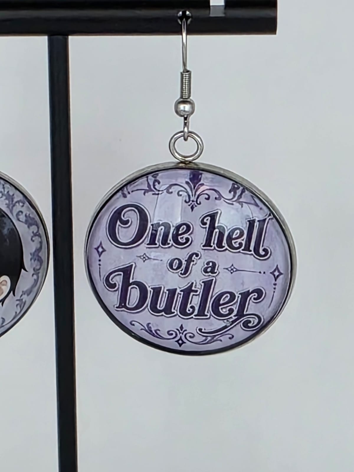 Black Butler (Kuroshitsuji) Inspired Sebastian & "One Hell of a Butler" 30 mm Earrings