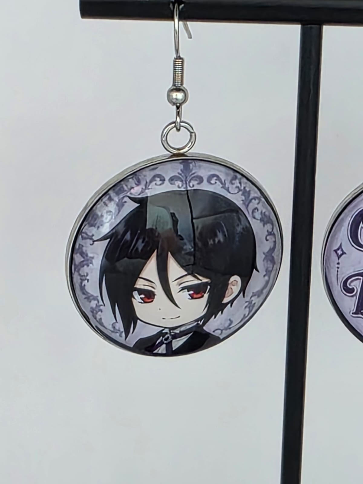 Black Butler (Kuroshitsuji) Inspired Sebastian & "One Hell of a Butler" 30 mm Earrings