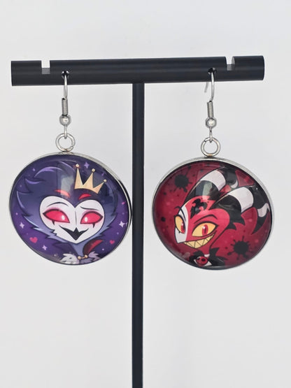 Helluva Boss Inspired Stolas & Blitzø 30 mm Earrings
