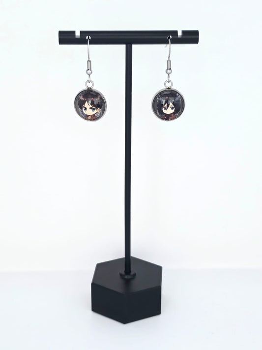 Attack on Titan Inspired Eren & Mikasa Mismatched Dangle Earrings