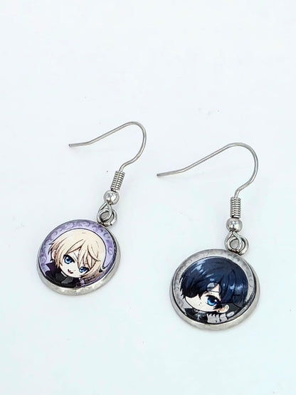 Black Butler (Kuroshitsuji) Inspired Ciel & Alois 14 mm Earrings