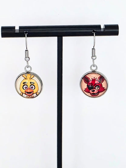 Five Nights at Freddy's (FNAF) Inspired Chica & Foxy 14 mm Earrings