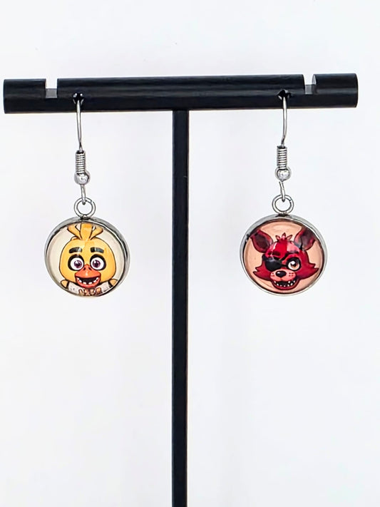 Five Nights at Freddy's (FNAF) Inspired Chica & Foxy 14 mm Earrings