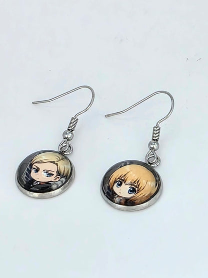 Attack on Titan Inspired Erwin & Armin 14 mm Earrings