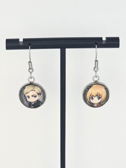 Attack on Titan Inspired Erwin & Armin 14 mm Earrings
