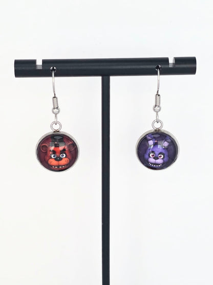 Five Nights at Freddy's (FNAF) Inspired Freddy & Bonnie 14 mm Earrings