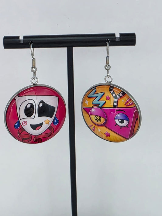 The Amazing Digital Circus Inspired Gangle & Zooble Dangle Fish Hook Earrings