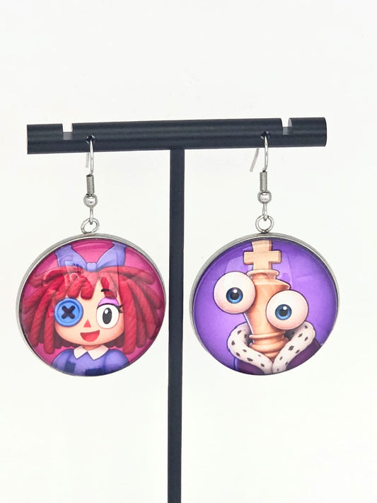 The Amazing Digital Circus Inspired Ragatha & Kinger Dangle Fish Hook Earrings