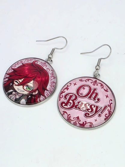 Black Butler (Kuroshitsuji) Black Butler Inspired Grell & Oh, Bassy! Dangle Earrings