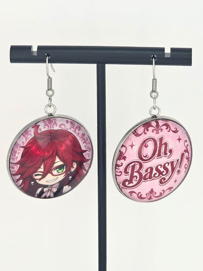 Black Butler (Kuroshitsuji) Black Butler Inspired Grell & Oh, Bassy! Dangle Earrings